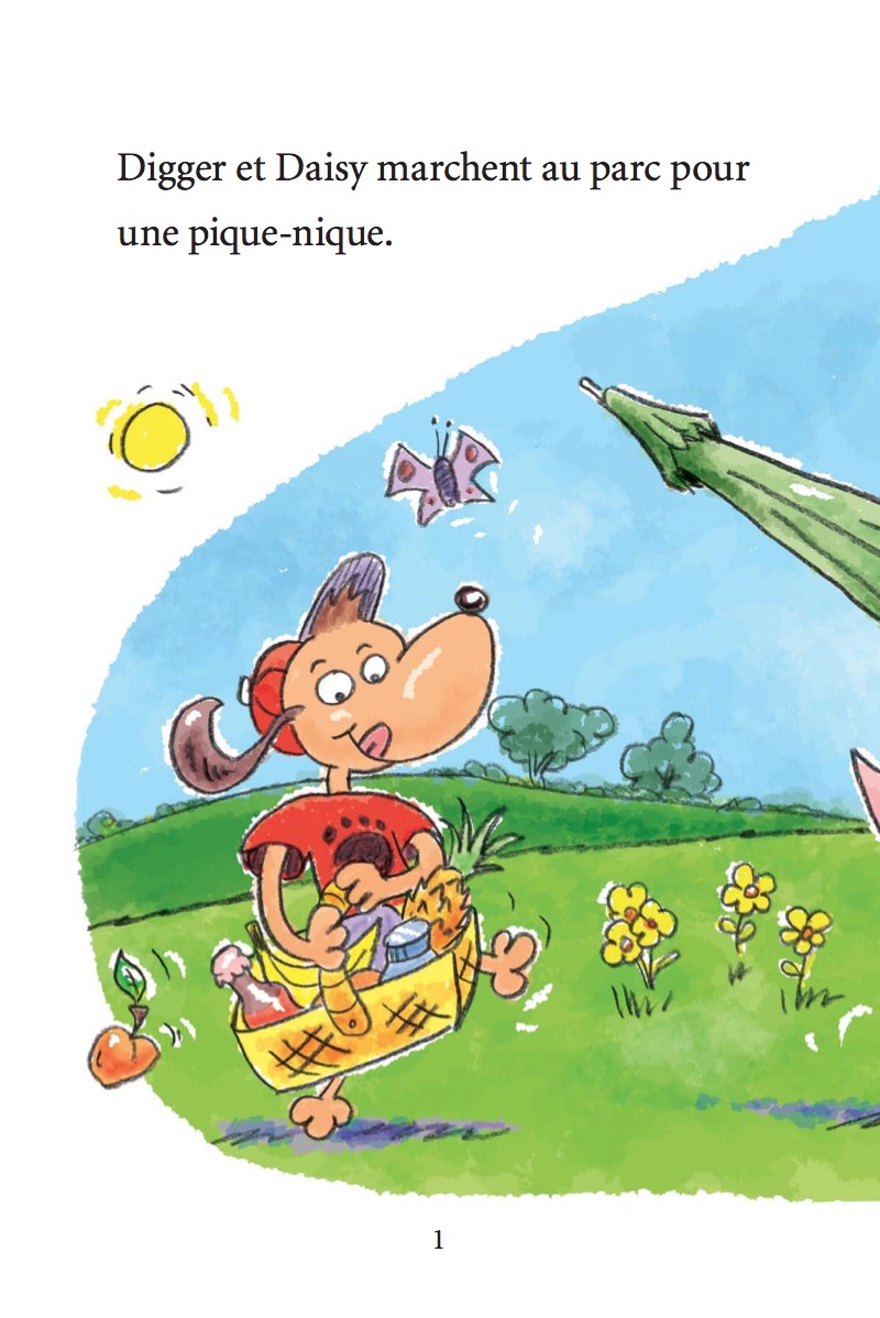 Digger et Daisy vont en pique-nique (Digger and Daisy Go on a Picnic) — page 1