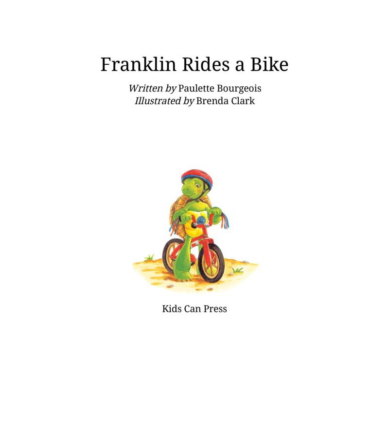Franklin Classic Storybooks: Franklin Rides a Bike book cover