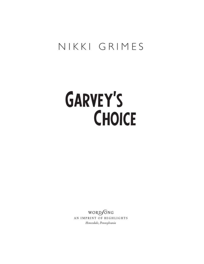 Garvey's Choice book cover