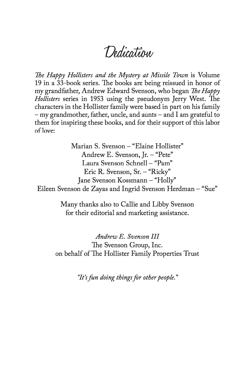 The Happy Hollisters and the Mystery at Missile Town — page 1