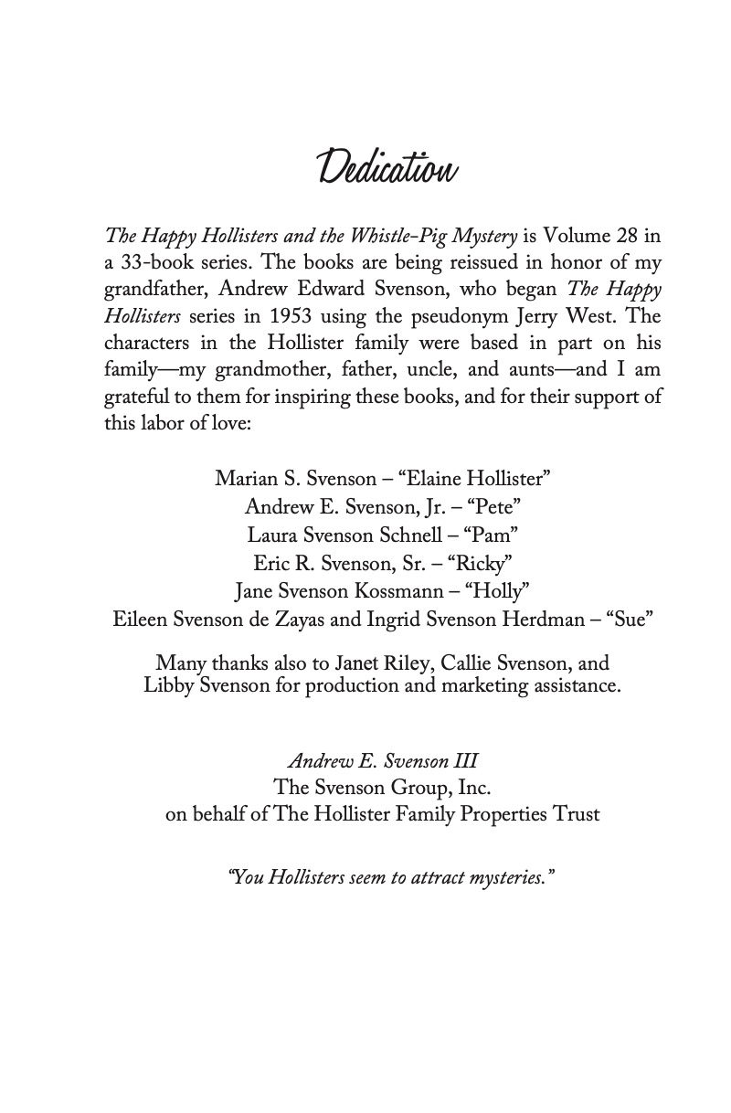 The Happy Hollisters and the Whistle-Pig Mystery — page 1