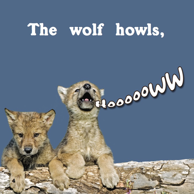 Howl, Growl, Mooo, Whooo, A Book of Animal Sounds — page 1