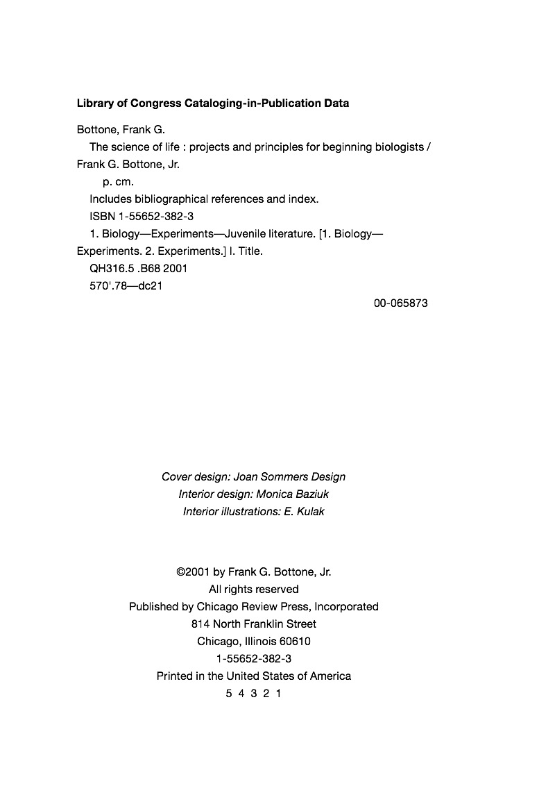 Science of Life: Projects and Principles for Beginning Biologists — page 1
