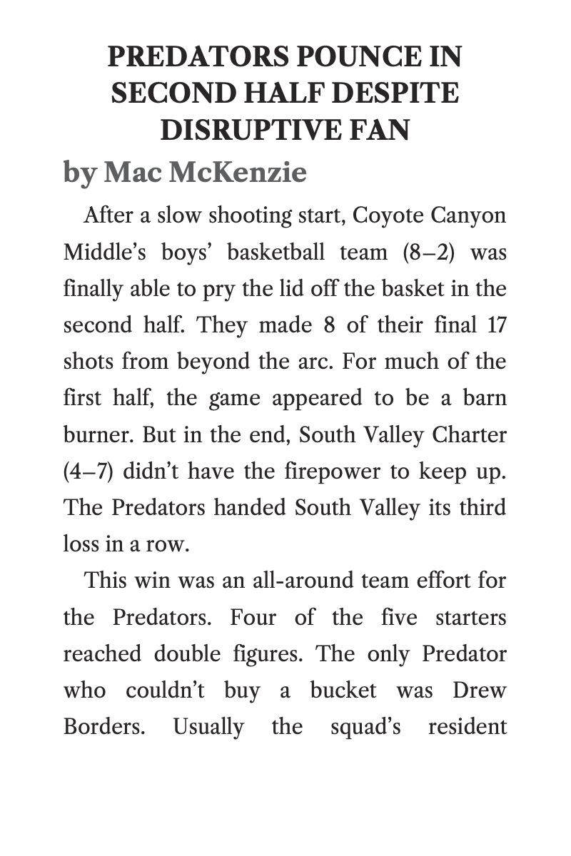 Mac's Sport Report #2: Sideline Pressure — page 1