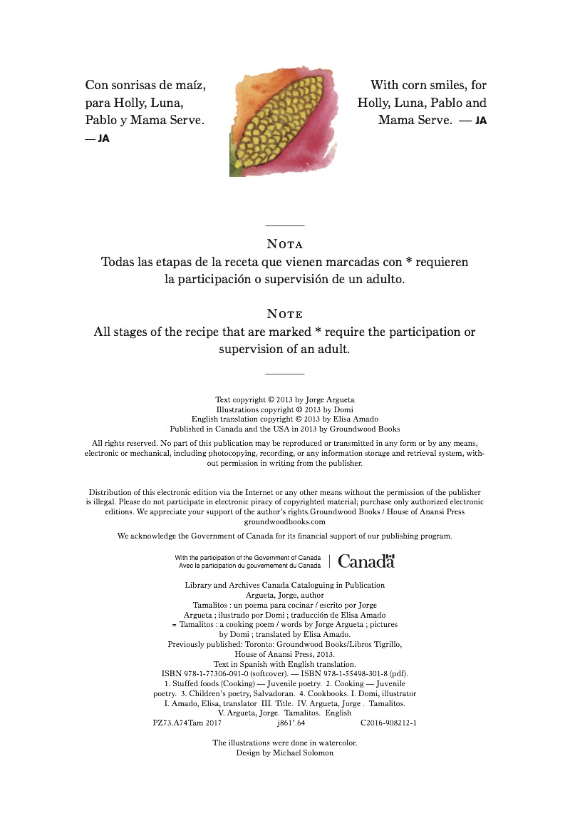 Tamalitos: Un poema para cocinar / A Cooking Poem (Bilingual Cooking Poems) — page 1