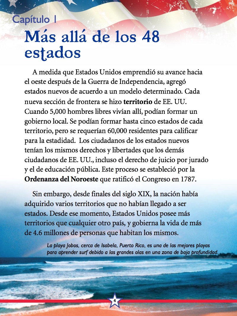 Exploracíon de los territorios de Estados Unidos (Exploring the Territiories of the United States) — page 1