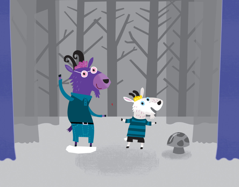 The Mixed-up Story of Three Gruff Goats, a Bear Trio, Two Little Girls, a Bad Wolf, a Very Smelly Troll, and a Princess or Two — page 1