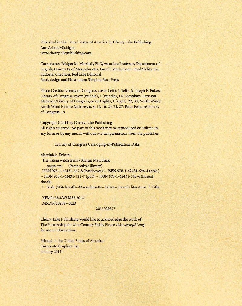 The Salem Witch Trials: A History Perspectives Book — page 1