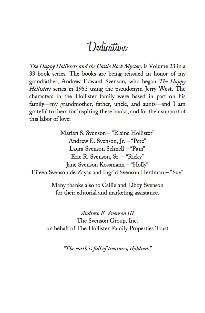The Happy Hollisters and the Castle Rock Mystery — page 1